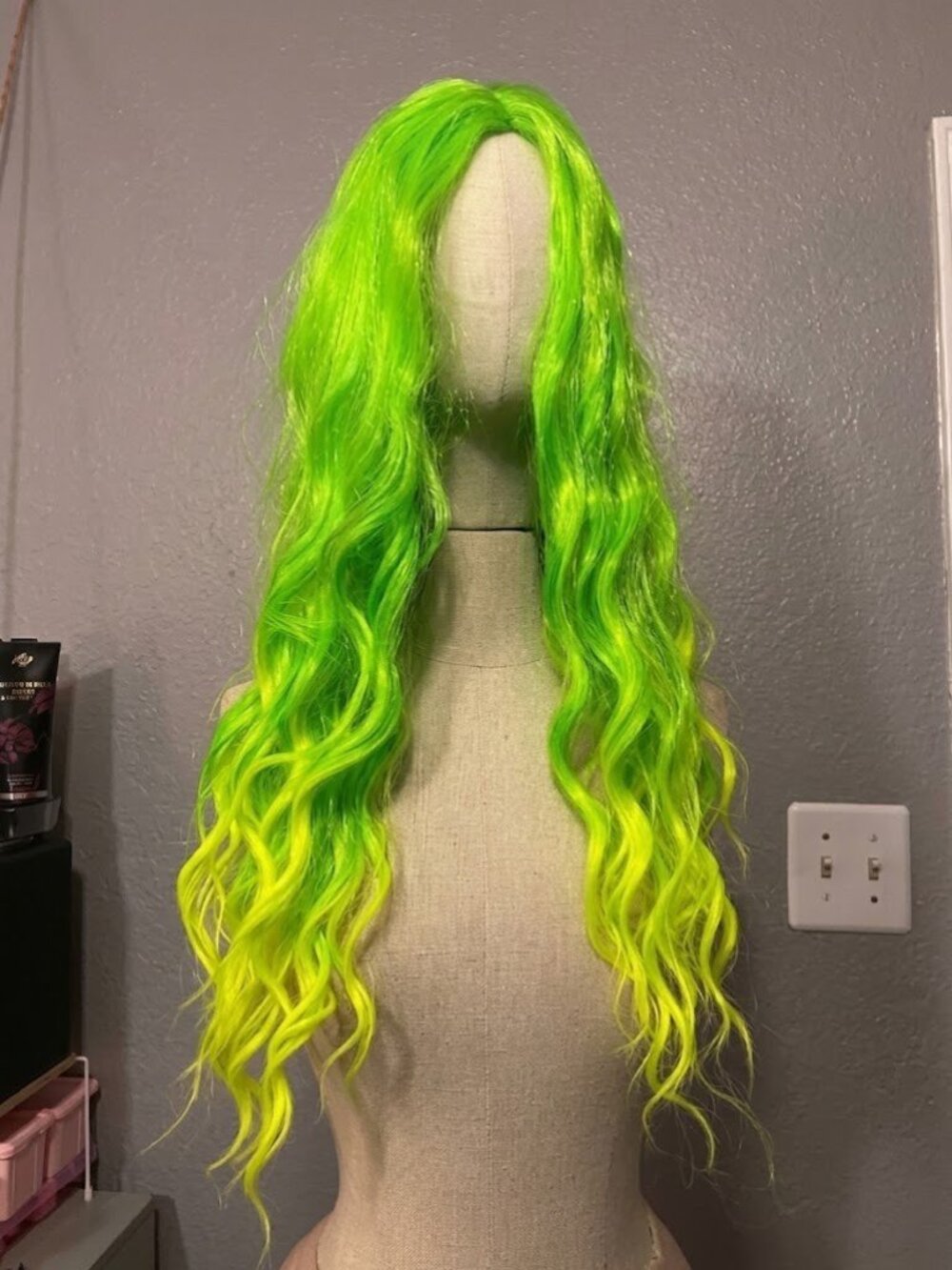 Neon Green to Yellow Ombre Long Wavy Cosplay Wig Festival Rave Party